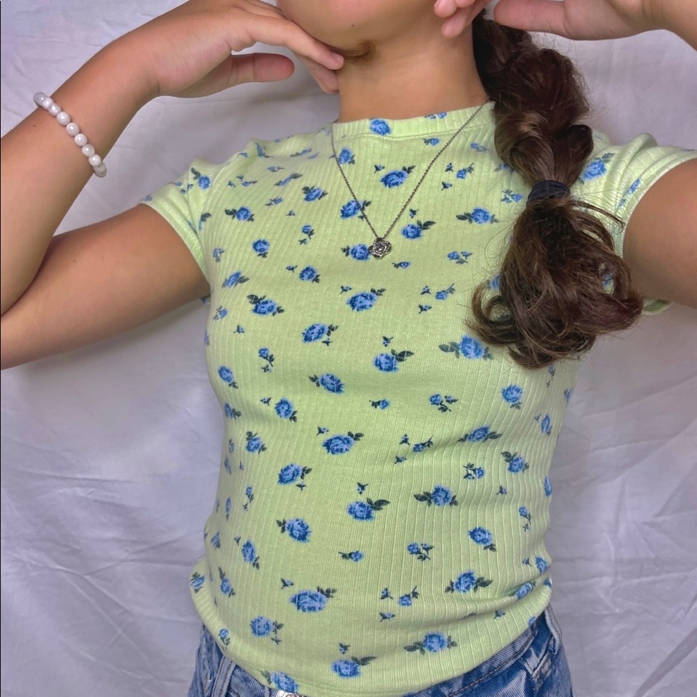 Flower Fitted Ribbed Cotton Shirt